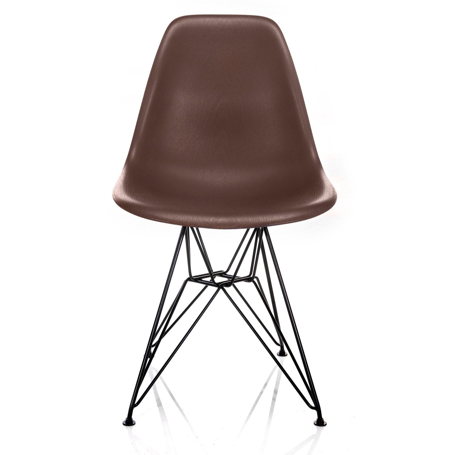Nature Series Brown Wood Grain Dsr Mid Century Modern Dining Accent Side Chair With Black Eiffel Steel Leg