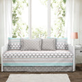 Taylor Olive Hubbard Turquoise Elephant Stripe 6 Piece Daybed Cover Set