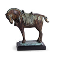 Brass Tang Horse With Flamed Patina Finish On Wood Base