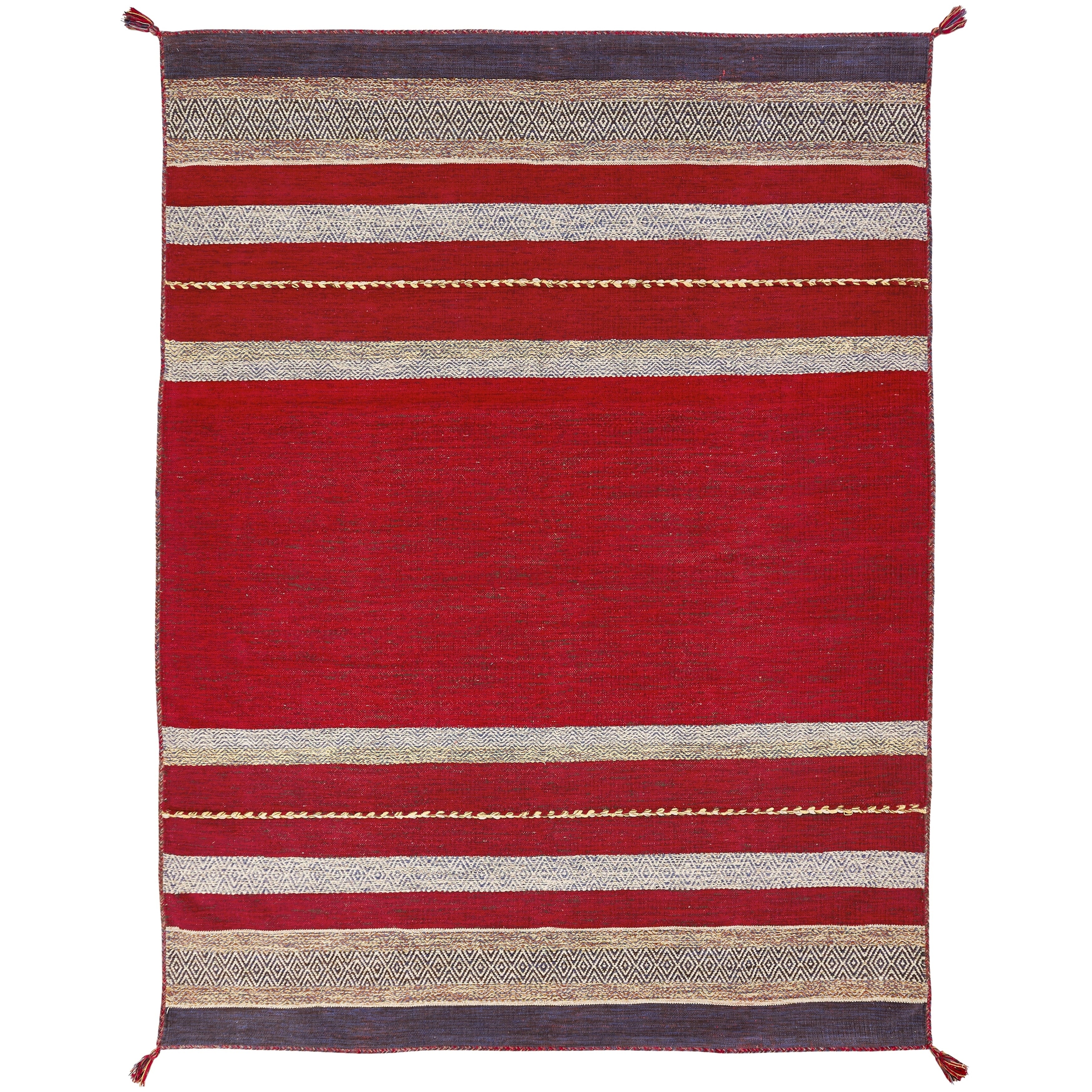 Andes Ruby Red Cotton Chenille Handmade Area Rug 86 X 116