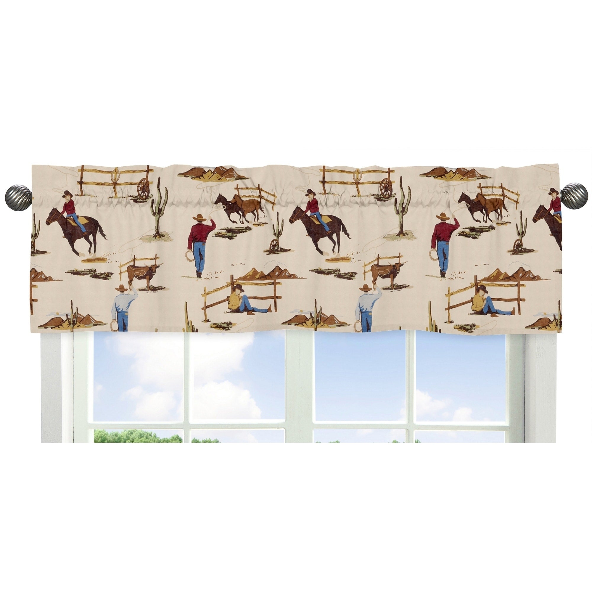 Sweet Jojo Designs Cowboy Print Window Valance For The Wild West Collection