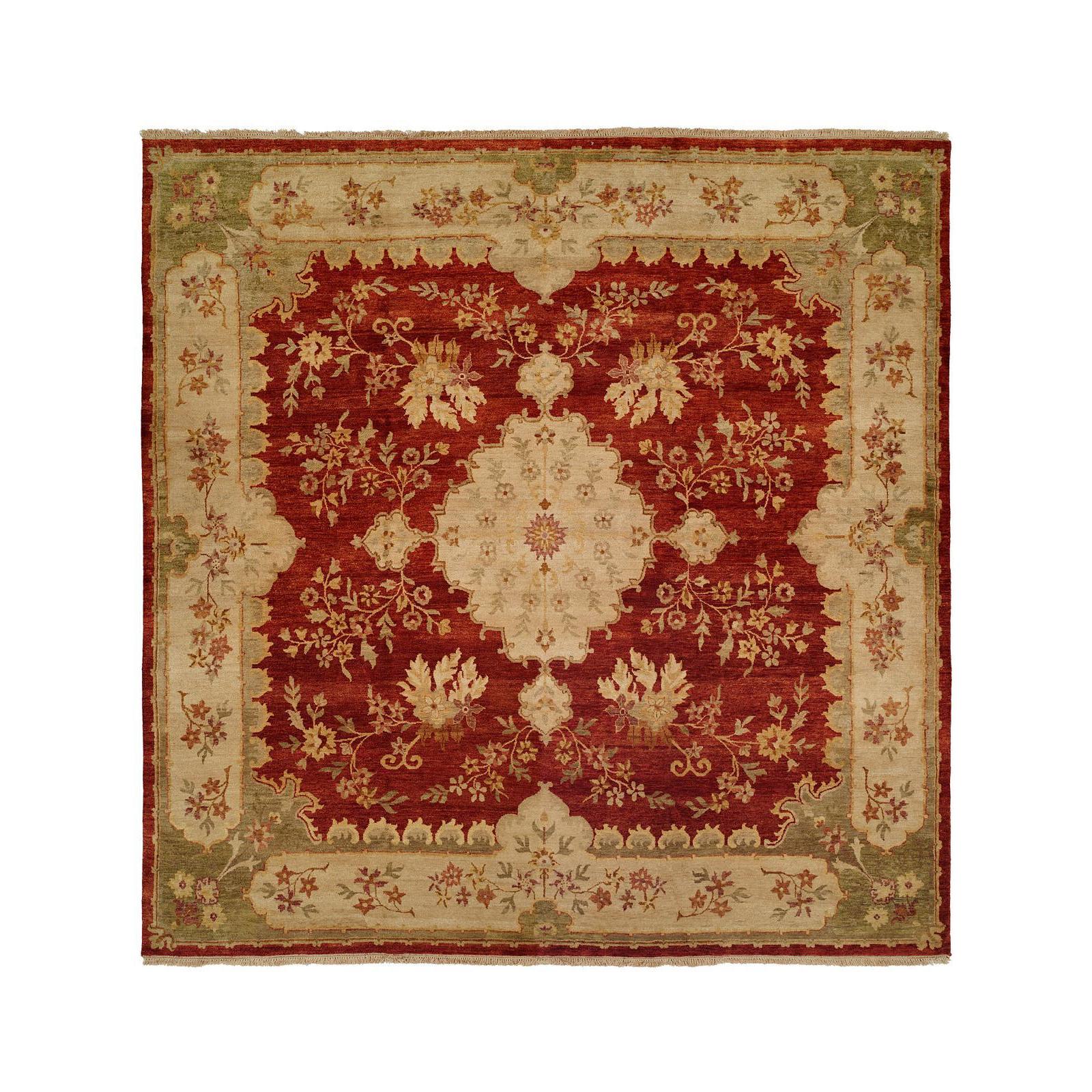 Carol Bolton Rose Red Chenille Hand Knotted Wool Cotton Area Rug