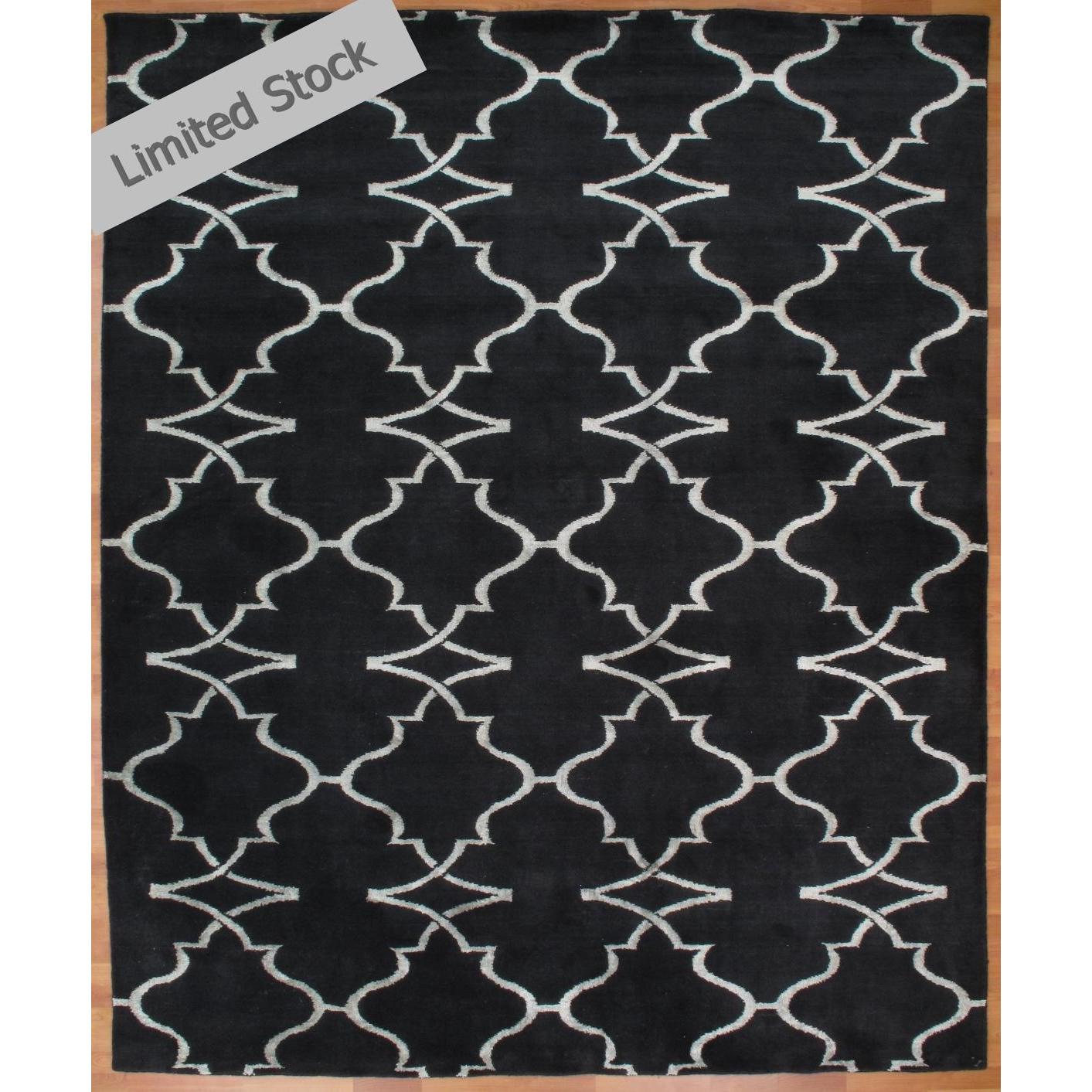 Portfolio Black Wool And Viscose Handmade Area Rug