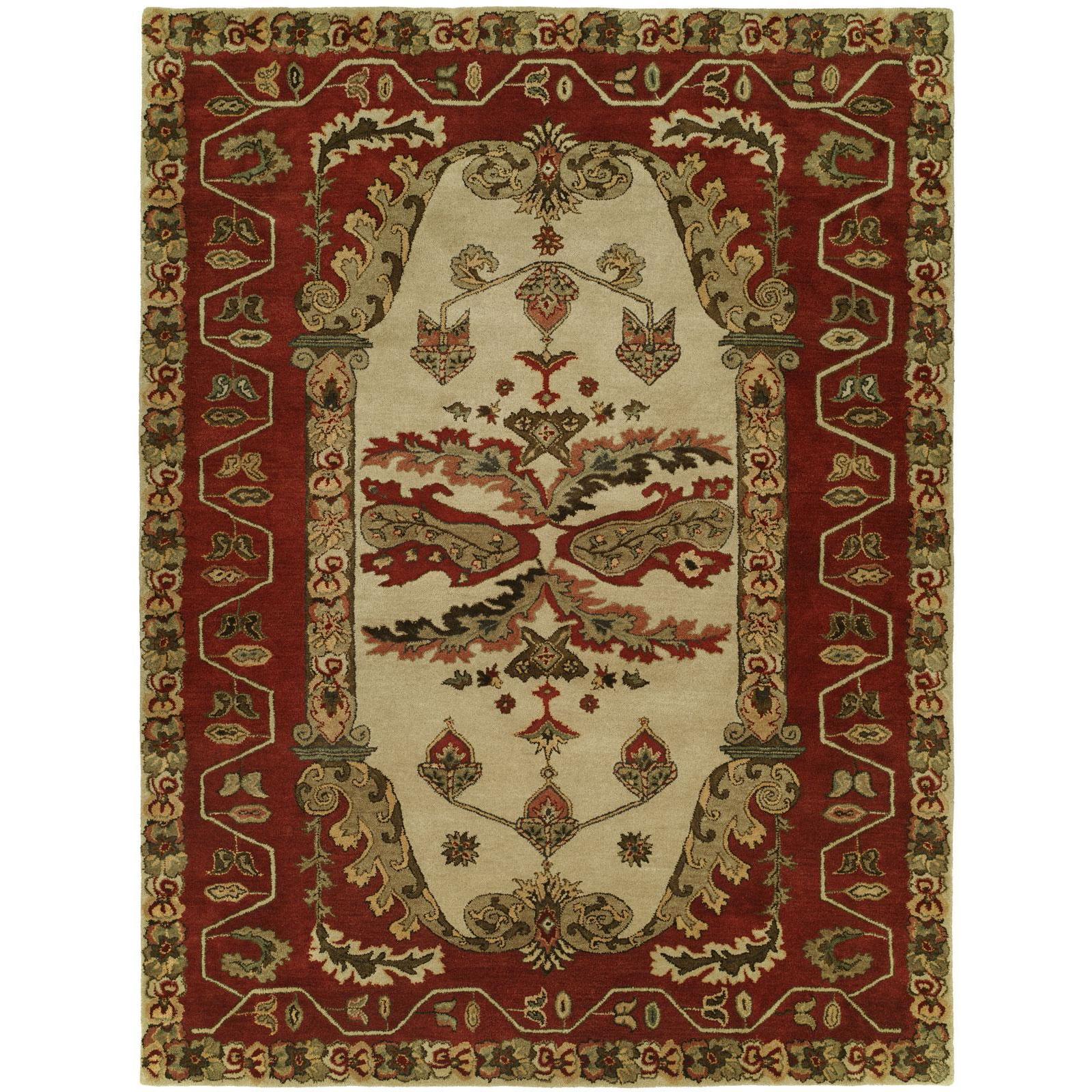 Newport Mansions Sand Red Wool Hand Tufted Area Rug