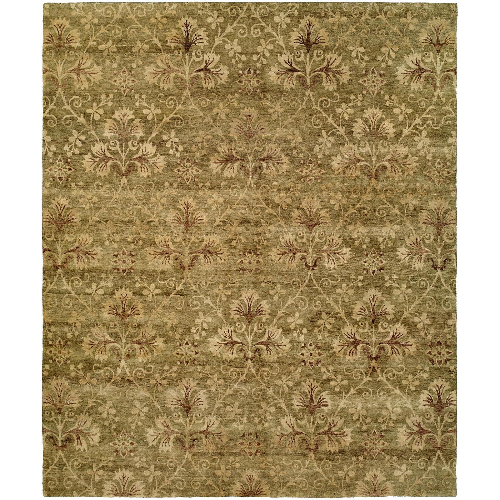 Royal Manner Derbyshire Green Wool Hand Knotted Area Rug 6 X 9 6 X 9