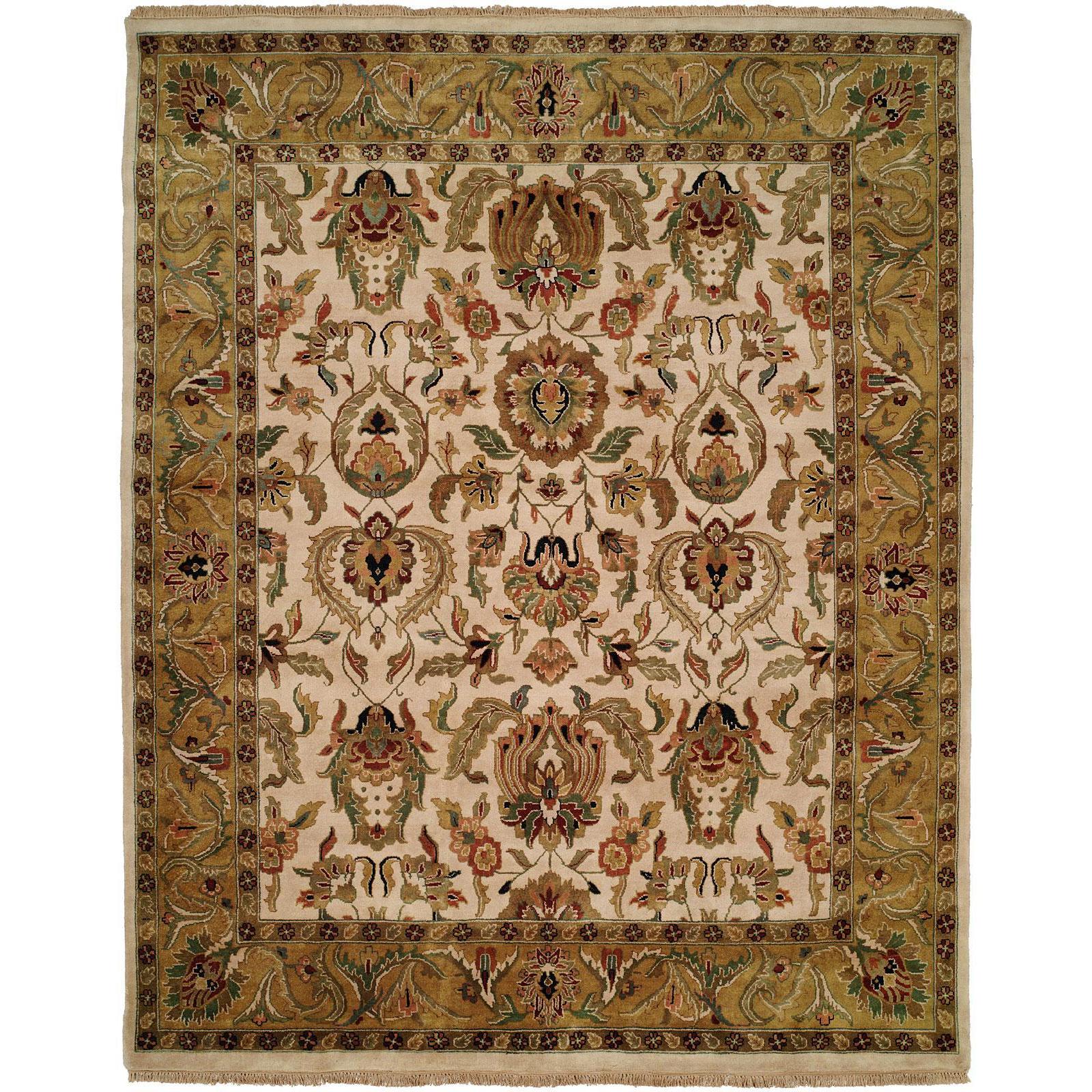 Jaipura Ivory Gold Wool Hand Knotted Area Rug