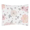 Sweet Jojo Designs Blush Pink Grey And White Watercolor Floral Collection Standard Pillow Sham