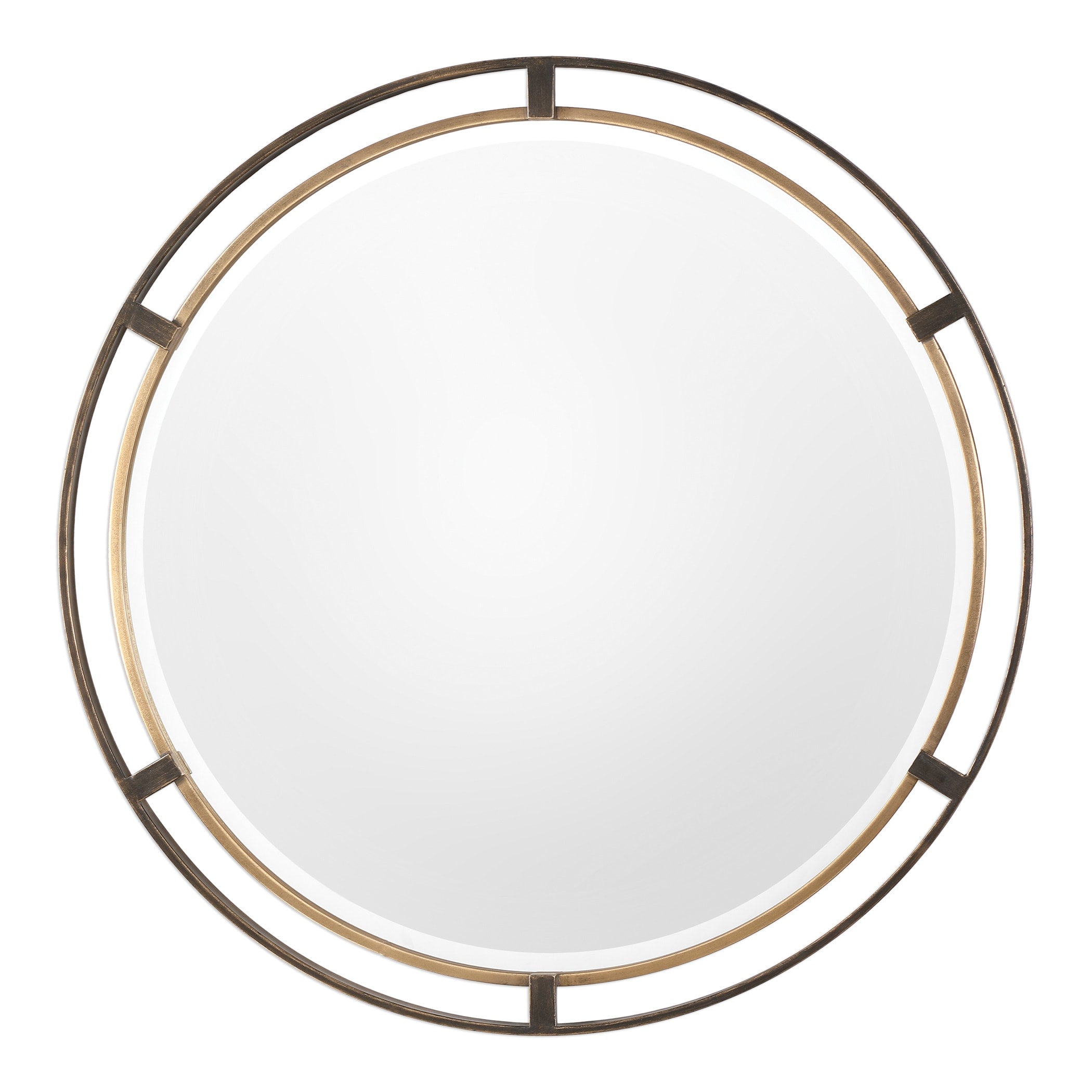 Uttermost Carrizo Bronze Round Mirror Antique Silver 36.25X36.25X1.25