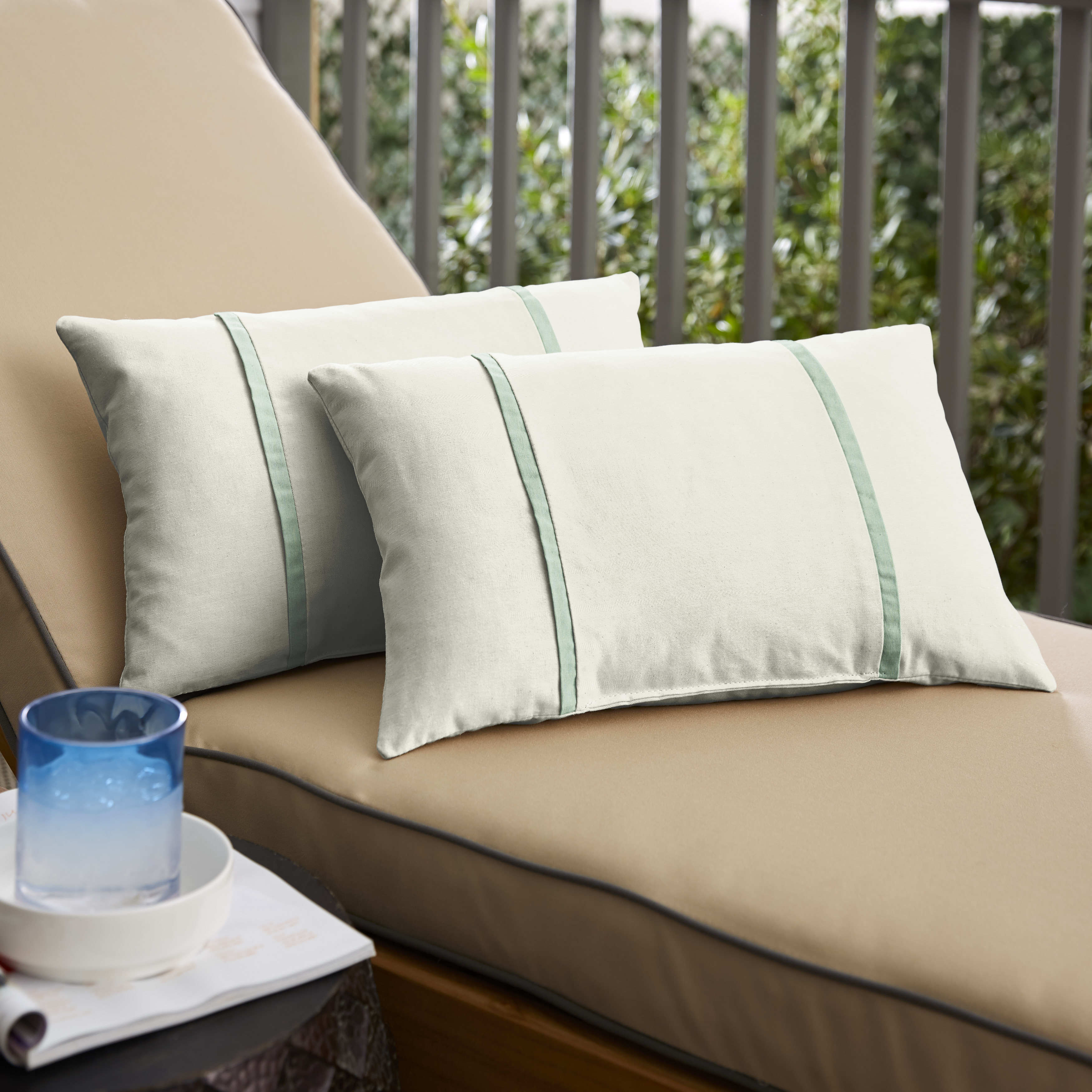 Humble Haute Sunbrella Canvas Natural And Canvas Spa Double Small Flange Indoor Outdoor Pillows Set Of 2