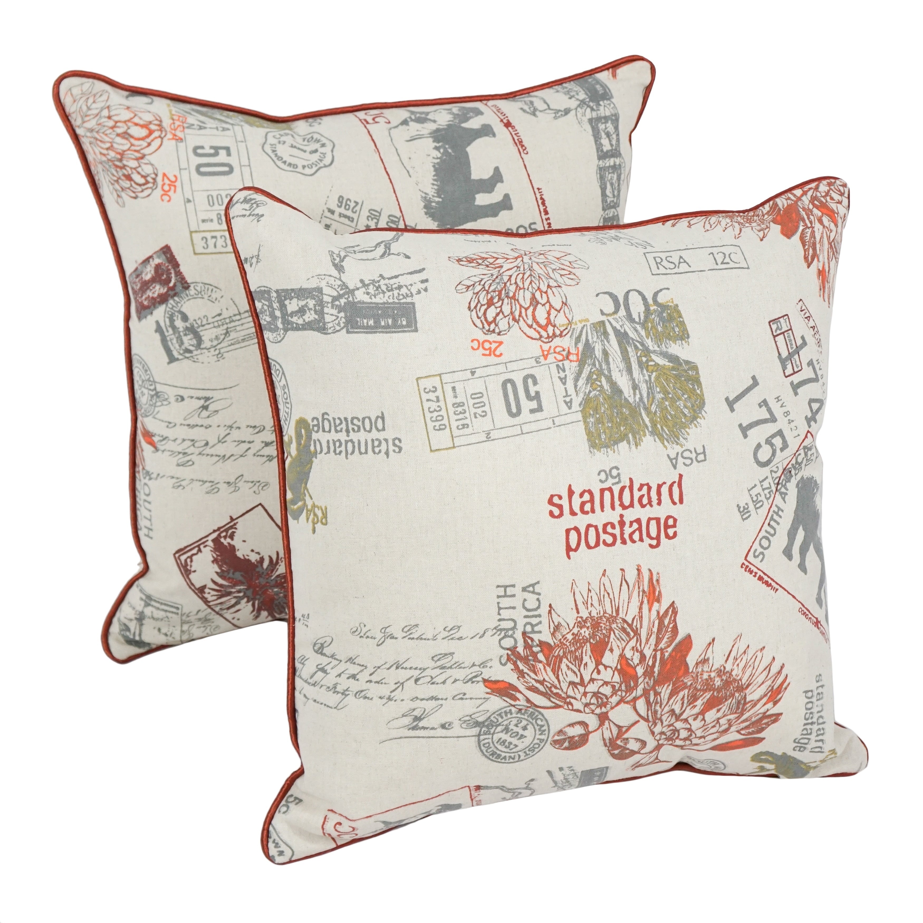 Blazing Needles 17 Inch Postage Throw Pillow Set Of 2