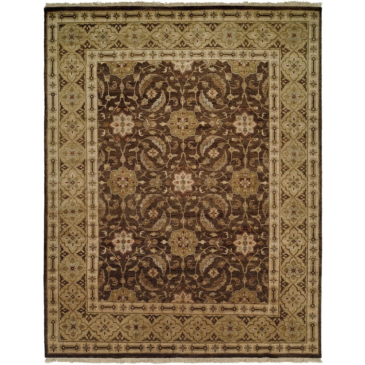Bashir Brown Gold Hand Knotted Area Rug