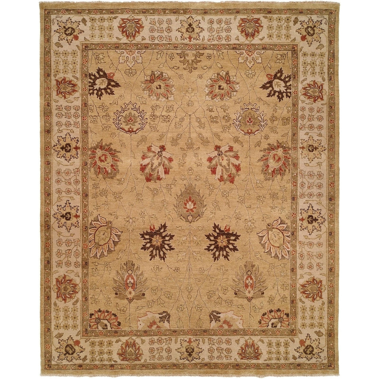 Oushak Gold Ivory Hand Knotted Area Rug
