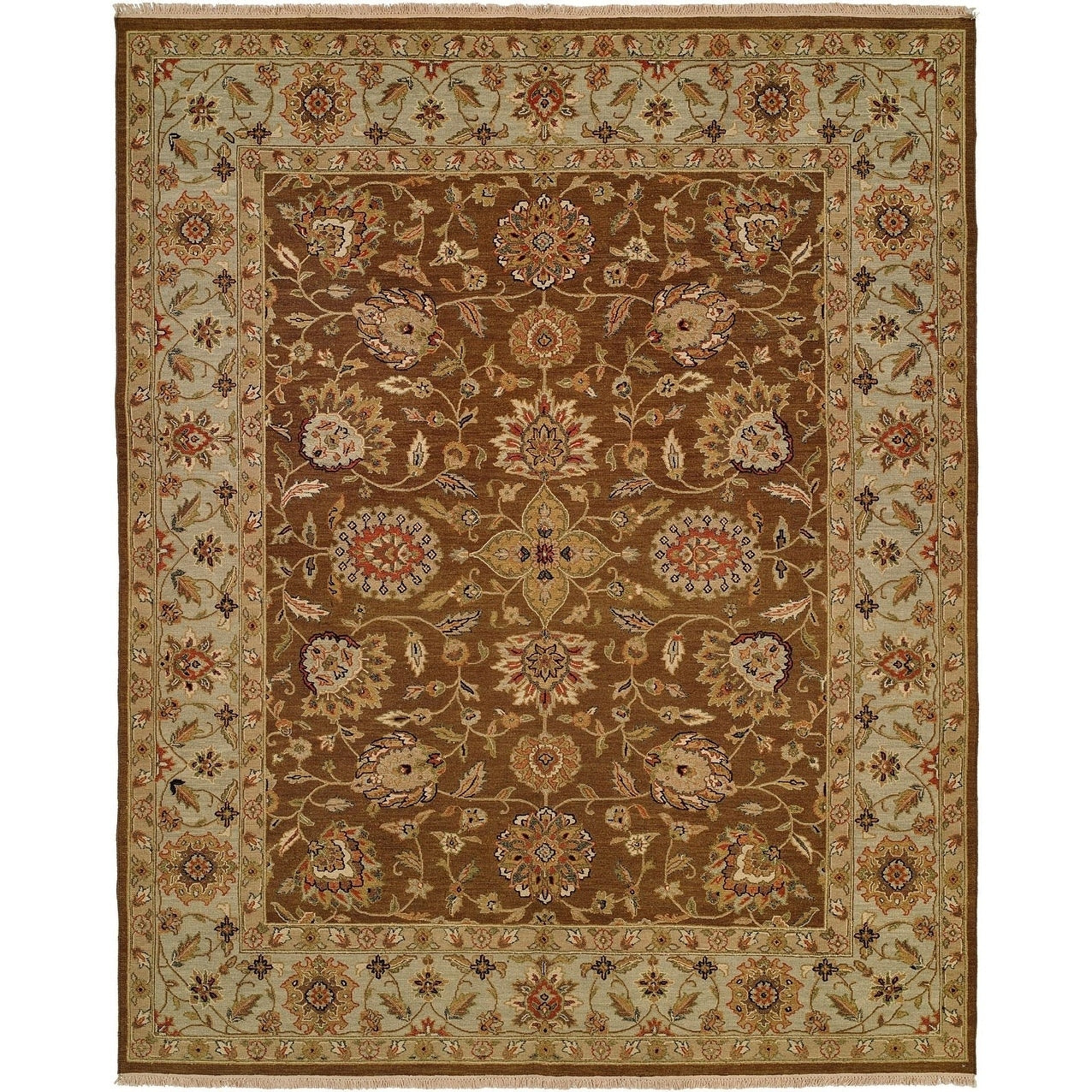 Caspian Brown Light Blue Hand Knotted Soumak Area Rug