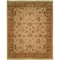 Traditional Ivory Brown Hand Knotted Area Rug