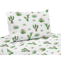 Sweet Jojo Designs Pink And Green Boho Watercolor Cactus Floral Collection 3 Piece Twin Sheet Set
