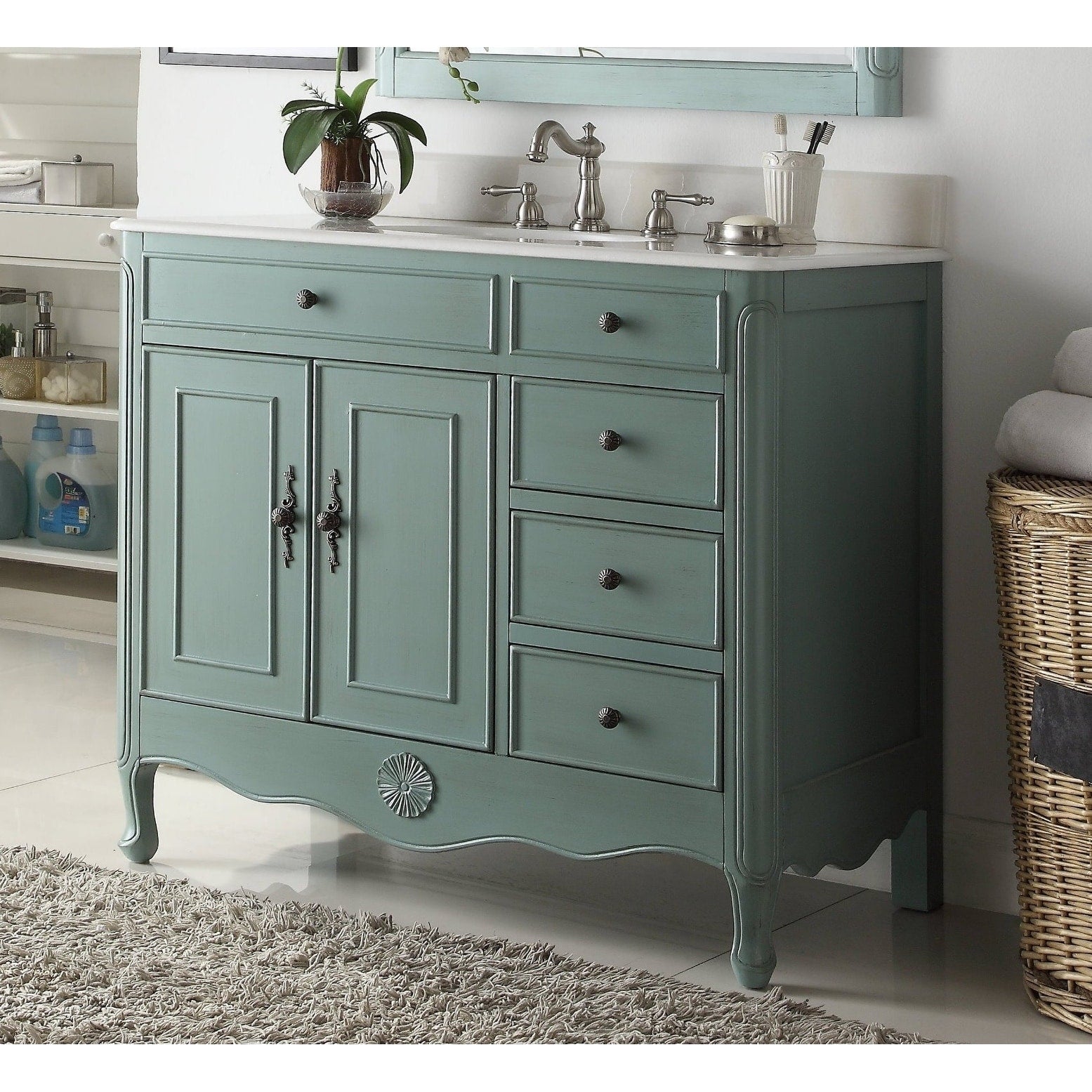 38 Benton Collection Fayetteville Vintage Blue Bathroom Vanity Bs