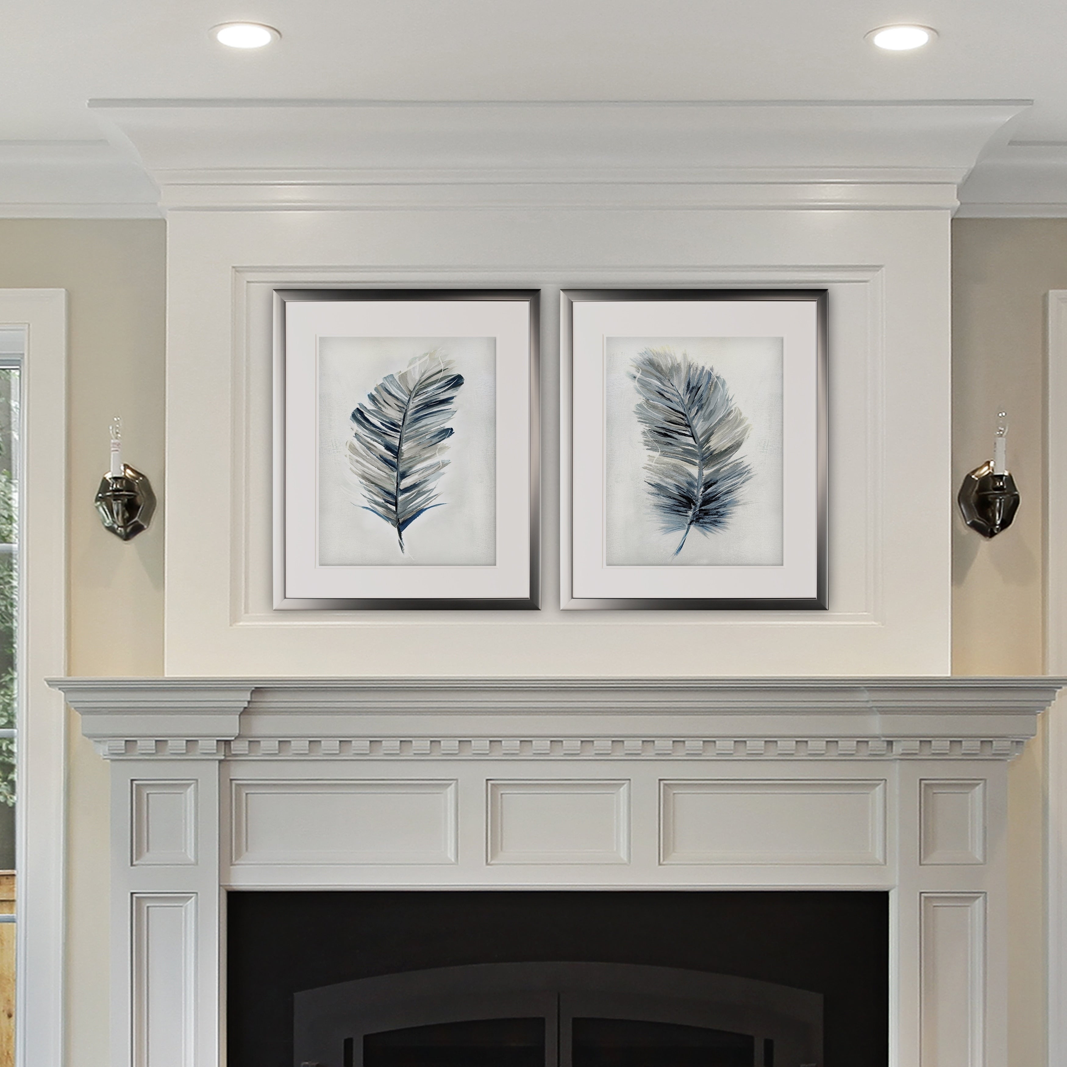 Soft Feathers 2 Piece Set Silver Frame