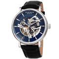 Akribos Xxiv Mens Automatic Skeletal Black Leather Strap Watch