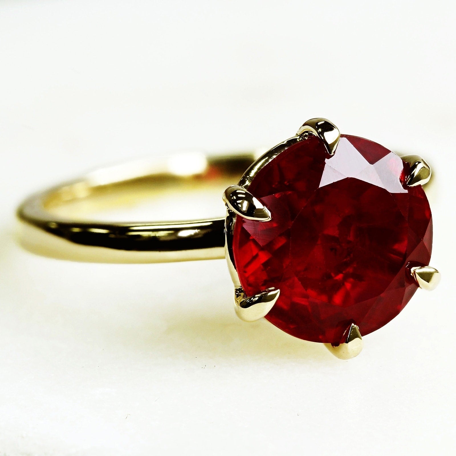 Annello By Kobelli 14K Gold 5 1 2 Carat Created Red Ruby 6 Prong Solitaire Womens Ring