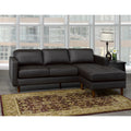 Mack Mid Century Modern Chocolate Brown Top Grain Leather Tufted Sectional Sofa