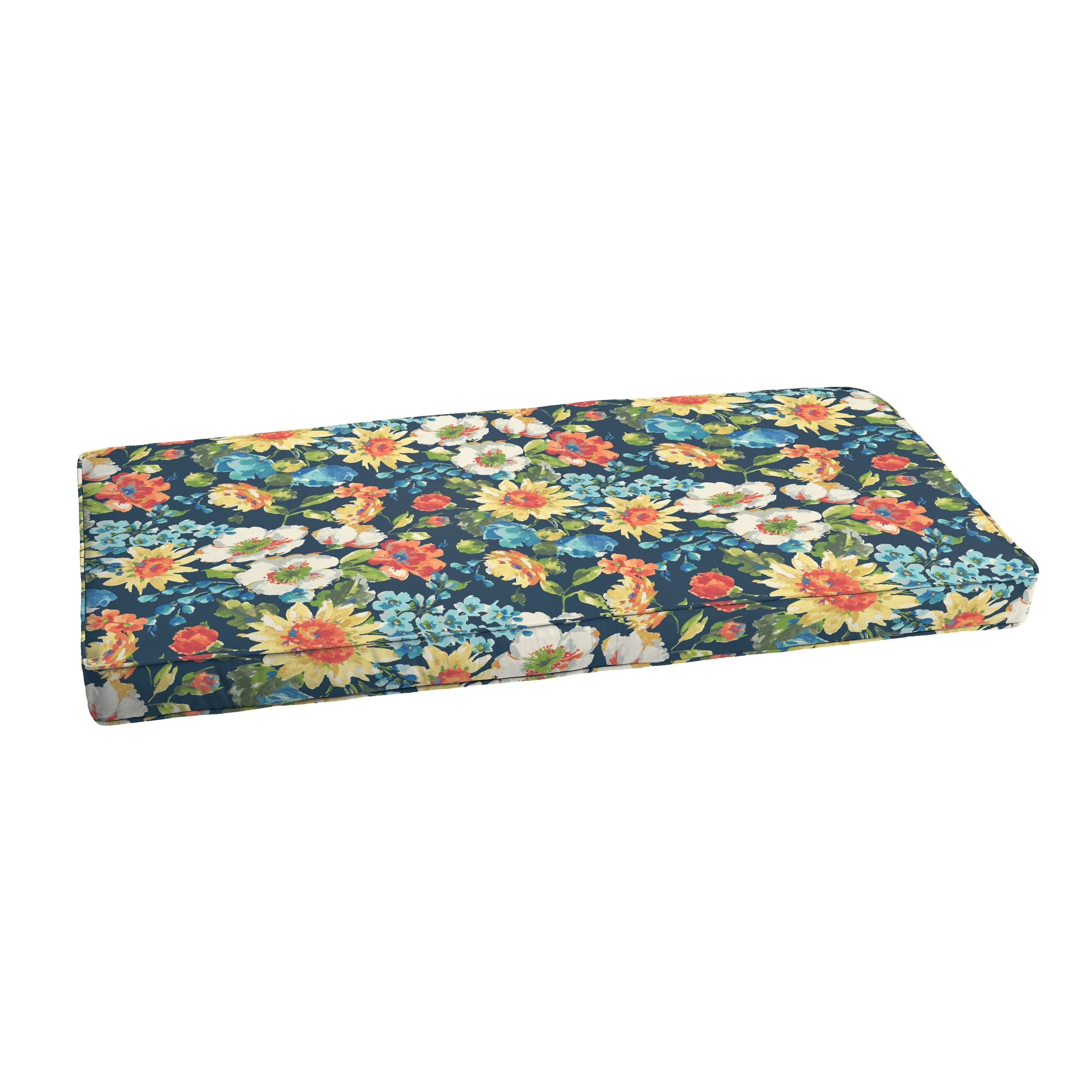 Humble Haute Indoor Outdoor Blue Multi Floral Bench Cushion 37 To 48