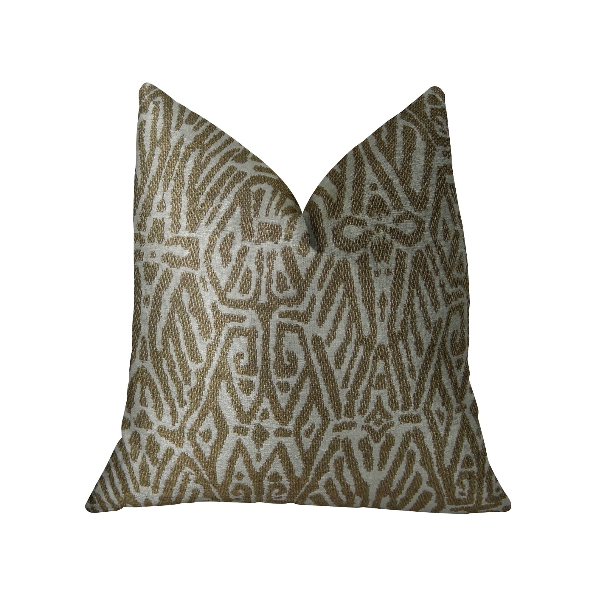 Plutus Cherokee Light Brown And Cream Handmade Luxury Pillow