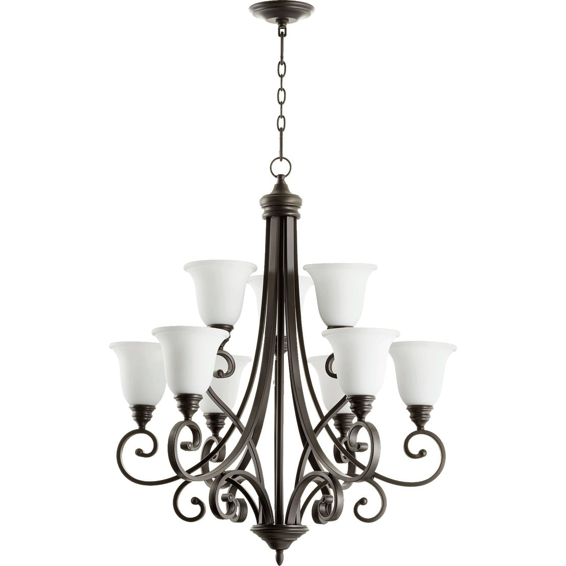 Bryant Oiled Bronze And Satin Opal 9 Light Chandelier