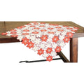 Candy Cane Poinsettia Embroidered Cutwork Holiday Table Topper 36 By 36 Inch