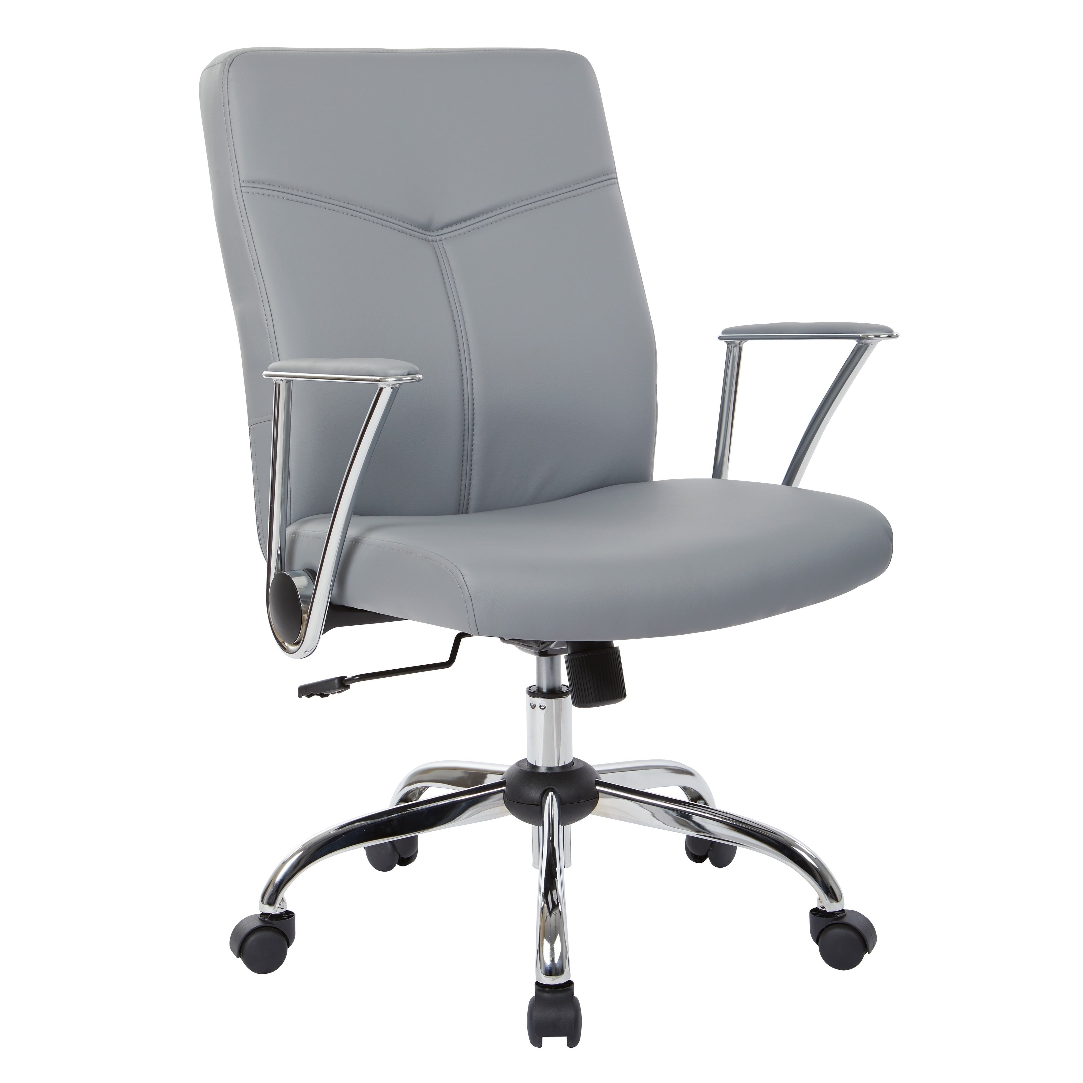 Faux Leather Office Chair With Chrome Base And Built In Lumbar Support