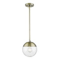 Dixon Mini Pendant In Aged Brass With Clear Glass And Aged Brass Cap