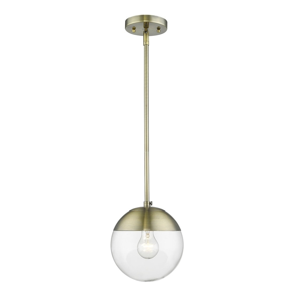 Dixon Mini Pendant In Aged Brass With Clear Glass And Aged Brass Cap