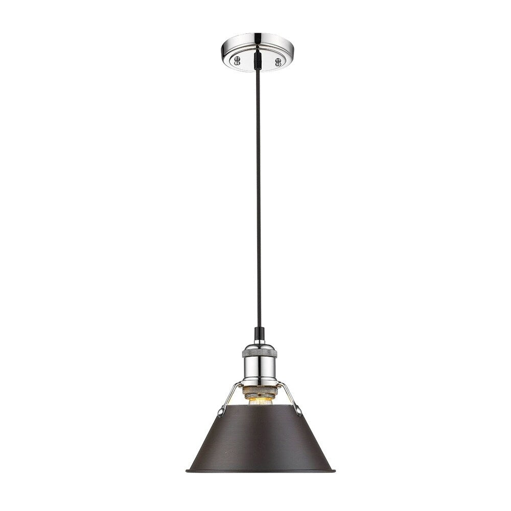 Orwell Ch Mini Pendant 7 In Chrome With Rubbed Bronze Shade