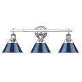 Orwell Ch 3 Light Bath Vanity In Chrome With Navy Blue Shades