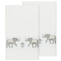 Authentic Hotel And Spa Turkish Cotton Elephants Embroidered White 2 Piece Bath Towel Set