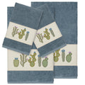 Authentic Hotel And Spa Turkish Cotton Cactus Embroidered Teal Blue 4 Piece Towel Set