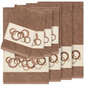 Authentic Hotel And Spa Turkish Cotton Circles Embroidered Latte Brown 8 Piece Towel Set