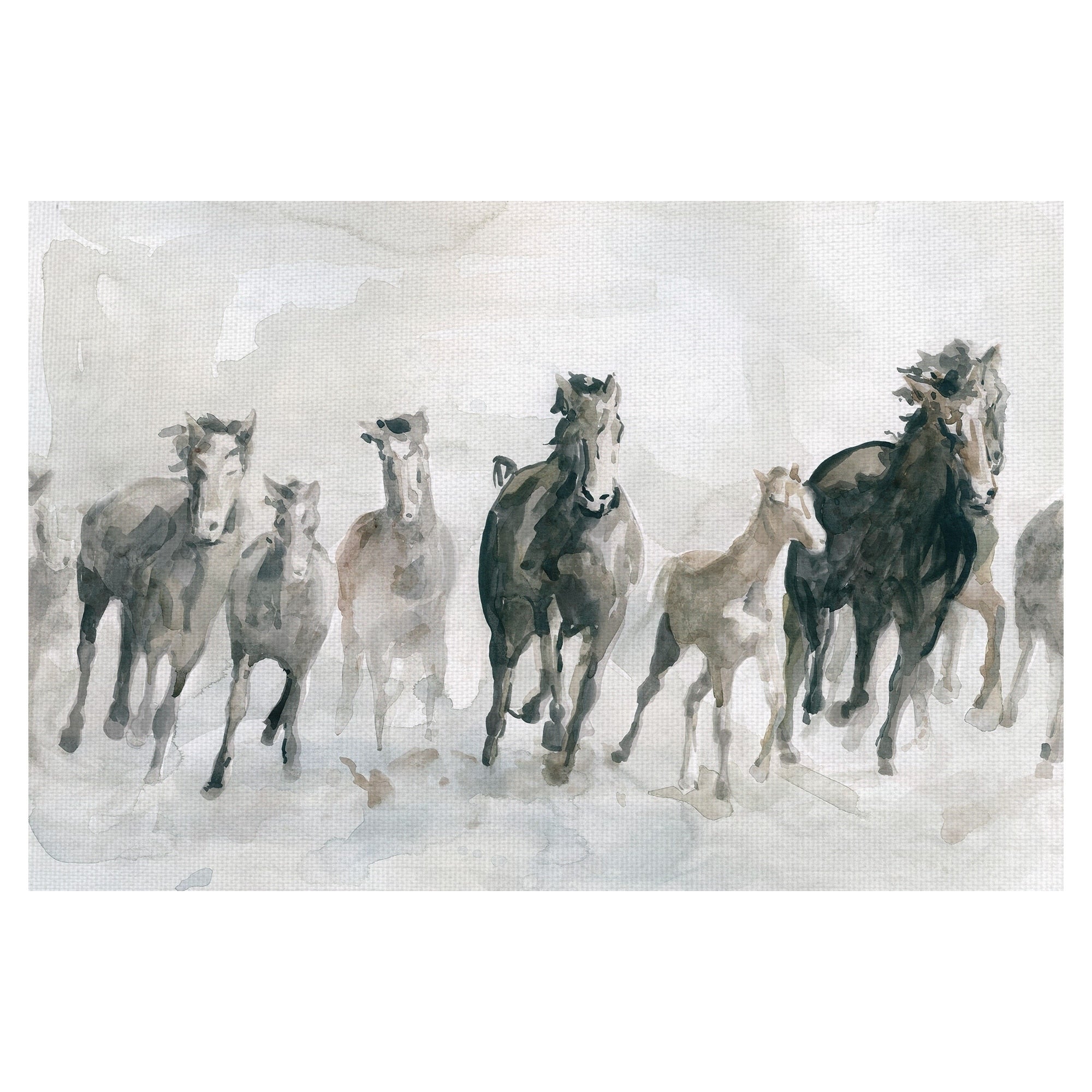 Horses Running Wild By Carol Robinson Wrapped Canvas Painting Art Print 24X36