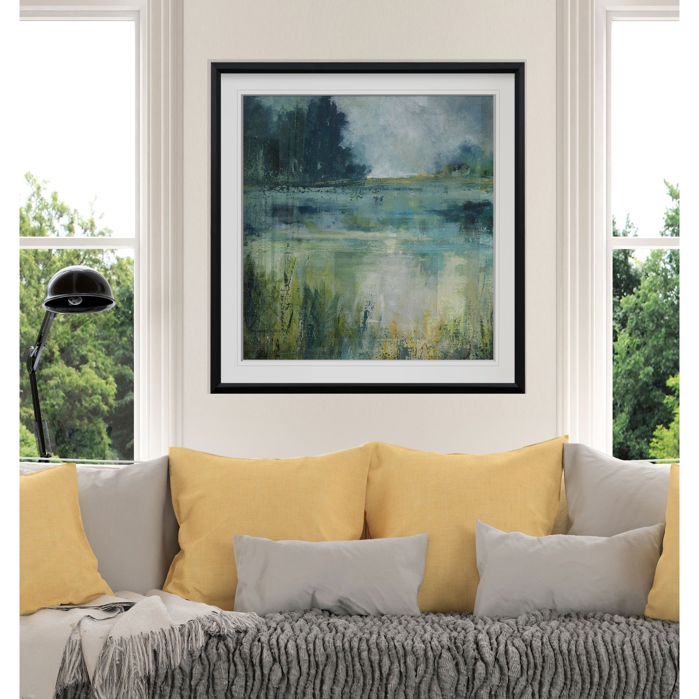 Reflections Edge Custom Framed Print Blue White Grey Yellow Green Silver Gold