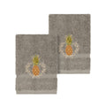 Authentic Hotel And Spa Turkish Cotton Pineapple Embroidered Dark Grey 2 Piece Washcloth Set