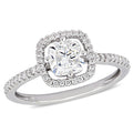 Miadora 14K White Gold 1 1 5Ct Tdw Diamond Cushion And Round Cut Floating Halo Engagement Ring