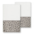 Authentic Hotel And Spa Turkish Cotton Cheetah Jacquard Trim White 2 Piece Hand Towel Set