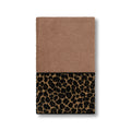 Authentic Hotel And Spa Turkish Cotton Cheetah Jacquard Trim Latte Brown Hand Towel