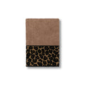 Authentic Hotel And Spa Turkish Cotton Cheetah Jacquard Trim Latte Brown Washcloth