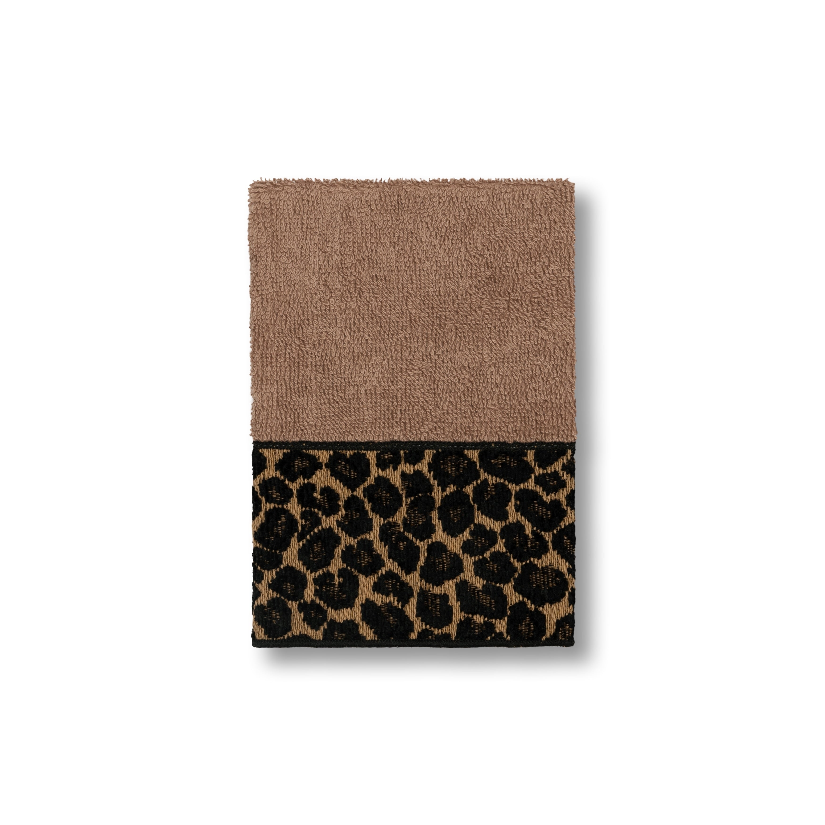 Authentic Hotel And Spa Turkish Cotton Cheetah Jacquard Trim Latte Brown Washcloth
