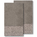 Authentic Hotel And Spa Turkish Cotton Cheetah Jacquard Trim Dark Grey 2 Piece Bath Towel Set