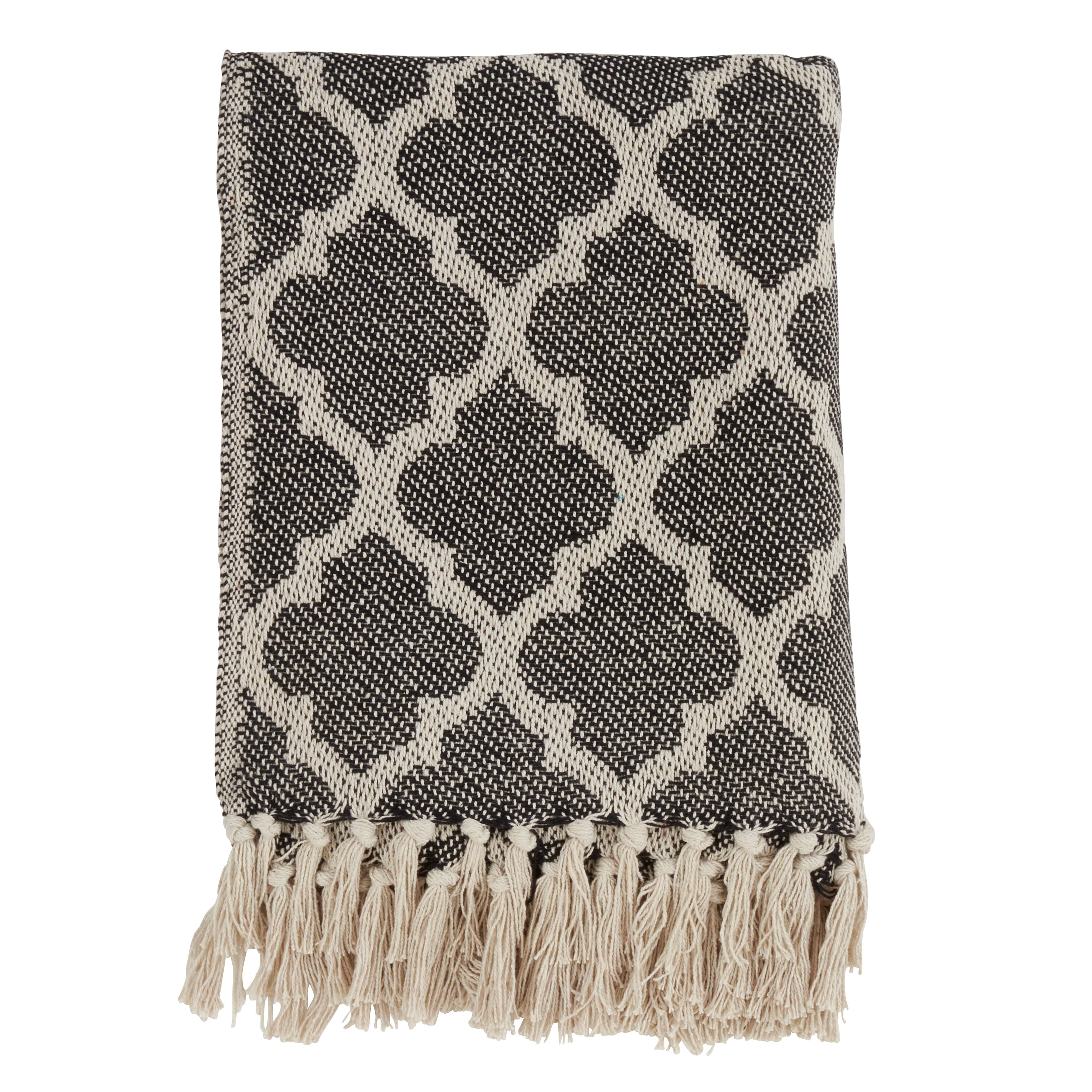 Cotton Throw Blanket With Moroccan Tile Design