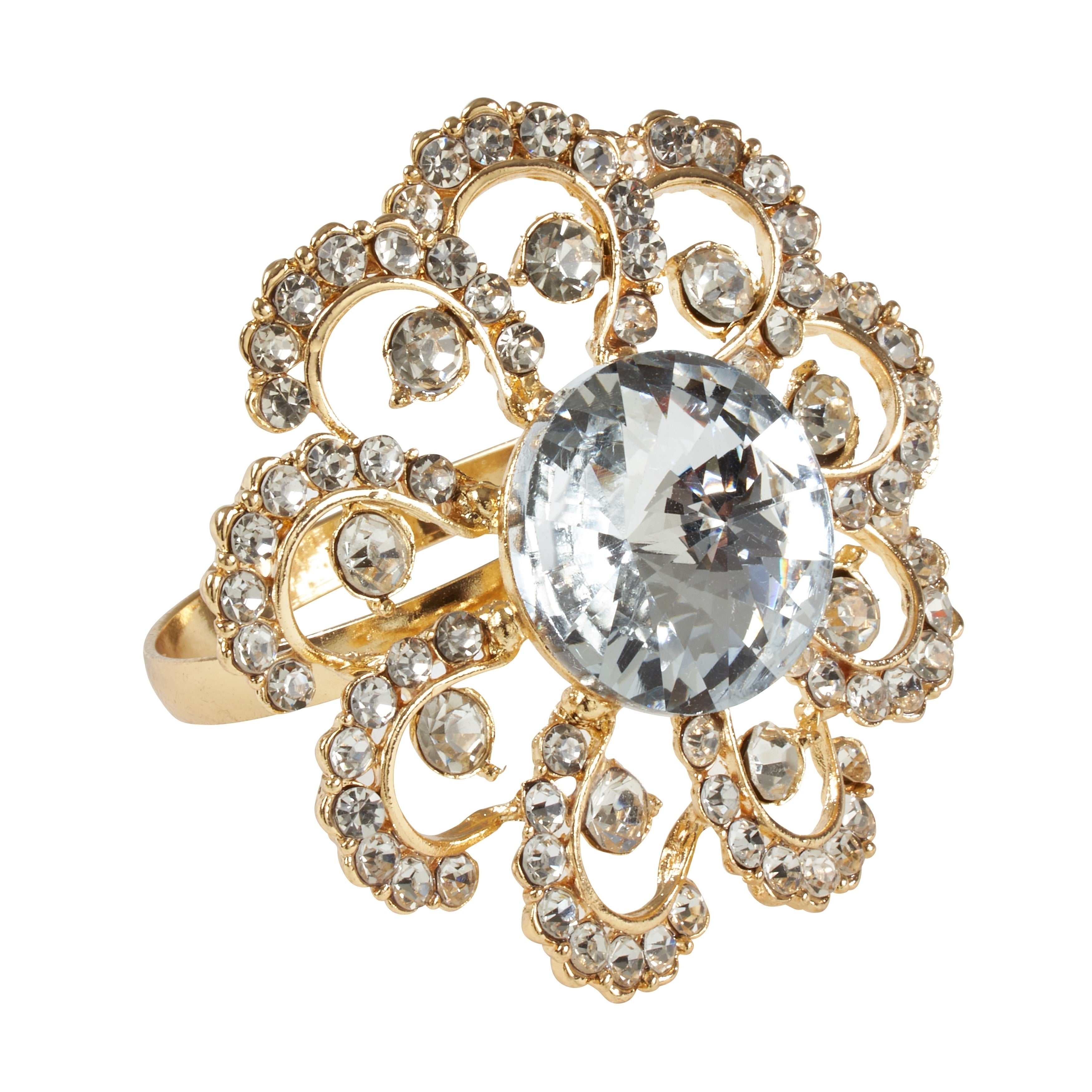 Jeweled Floral Napkin Rings Set Of 4