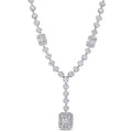 Miadora 14K White Gold 5 3 4Ct Tdw Round And Parallel Baguette Cut Diamond Y Necklace