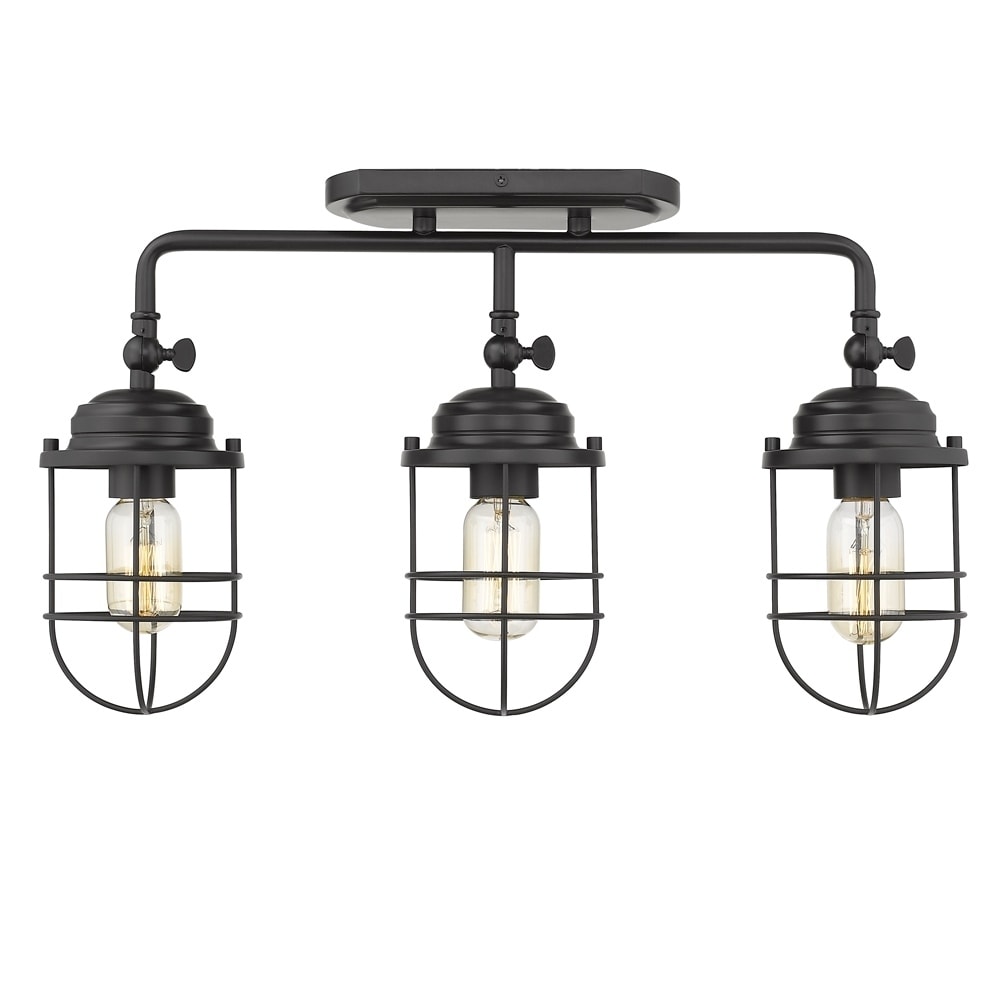 Carbon Loft Barton Black Steel 3 Light Semi Flush Mount