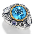 Pinctore Sterling Silver 5.20Ctw Swiss Blue Topaz Multi Gem Beaded Ring